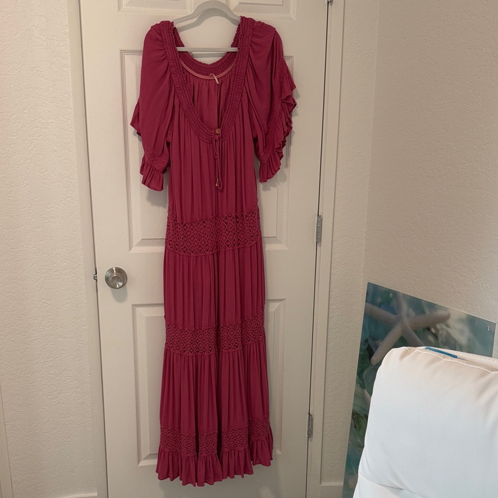 Free People Dream On Elegant Pink Maxi Dress